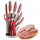 Сталеві кухонні ножі, універсальні ножі для кухні з нержавіючої сталі з підставкою 8 предметів, фото 2