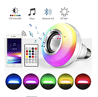 Блютуз лампочка цветная Led Music Bulb Bluetooth EL - 2108 RGB с пультом управления лампа с динамиком