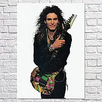 Плакат "Стів Вей, гітарист, фото 1990г, Steve Vai", 60×43см