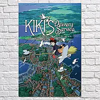 Плакат "Служба доставки Кики, аниме, Хаяо Миядзаки, Kiki s Delivery Service (1989)", 60×40см