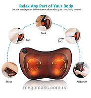 Массажная подушка MASSAGE PILLOW 8 массажных ролика инфракрасный роликовий массажер для шеи и спины