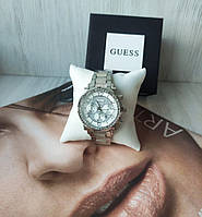 Женские наручные часы Guess silver со стразами хорошее качество