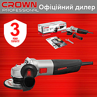 Угловая шлифовальная машина CROWN CT13499-125 профессиональная бытовая маленькая болгарка 125 мм сетевая