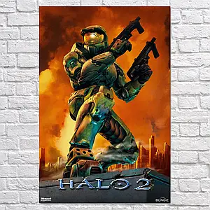 Плакат "Хейло 2, Майстер Чіф, Halo 2", 60×40см