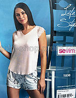 Пижама женская вискозная (футболка и шорты) Турция