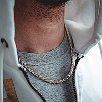 Чоловічий срібний кубинський ланцюжок на шию з неіржавкої сталі ширина 5 мм, що має гарну якість