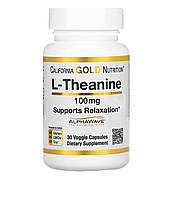 L-теанин аминокислота, L-teanine, California Gold Nutrition, 100 мг 30 капсул