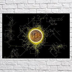Плакат "Біткоїн, криптовалюта, Cryptocurrency", 40×60см
