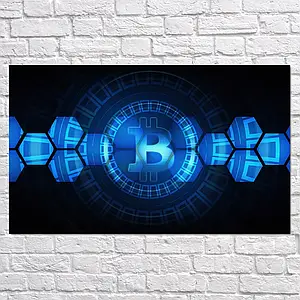 Плакат "Біткоїн, криптовалюта, Cryptocurrency", 36×60см