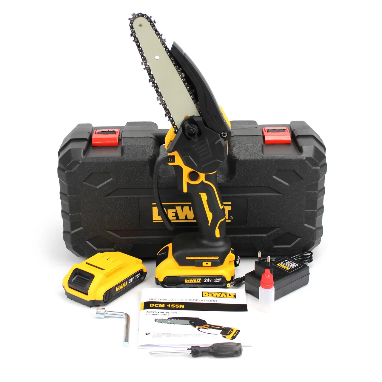 Акумуляторна мініпила DeWalt DCM155N (24V, 5A). Акумуляторний гілкоріз Дівольт