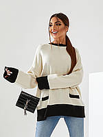 Мягкий женский свободный удлинённый свитер оверсайз с длинными рукавами
