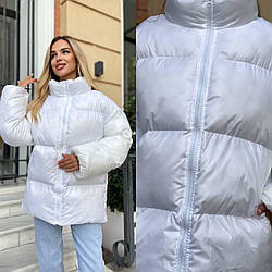 Жіноча куртка зимова оверсайз біла розміри 42 44 46 48 50 52 Новинка 2023