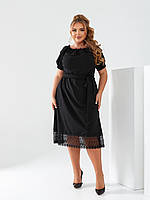 Вечернее кружевное женское платье в больших размерах 54-56, Черный
