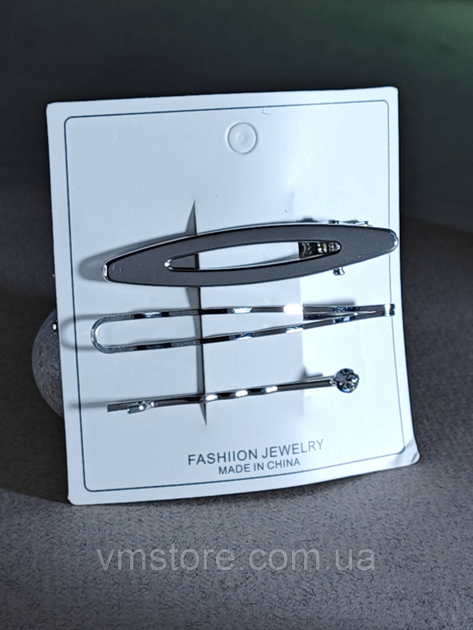 Набір шпильок невидимок 3 штуки, сріблястий, фото 1