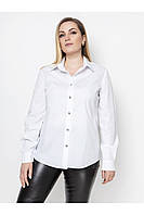 Хлопковая женская черная рубашка на пуговицах , большого размера 48/50 52/54 56/58