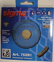 Алмазний диск для сухого та мокрого різання, діаметр 115 мм SIGMA