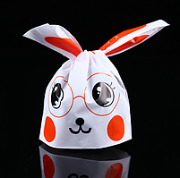 Пакети подарункові целофанові Зайчик в окулярах червоний, дитячі поліетиленові пакетики для частування 32х20 см 10 шт