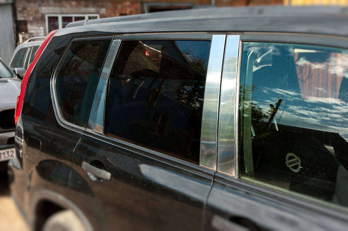 Nissan X-Trail 2007-2014 Молдинг дверных стоек ARS Хром молдинг Ниссан ...
