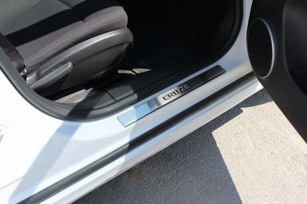 Chevrolet Cruze Накладки на дверні пороги (неірж.) 4 шт ARS Накладки на пороги Шевроле Круз