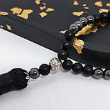 Чотки ручної роботи із гематиту і оніксу матового на 30 бусин, фото 4
