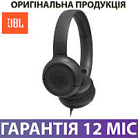 Накладні навушники JBL Т500 чорні, дротові, з мікрофоном (жбл)