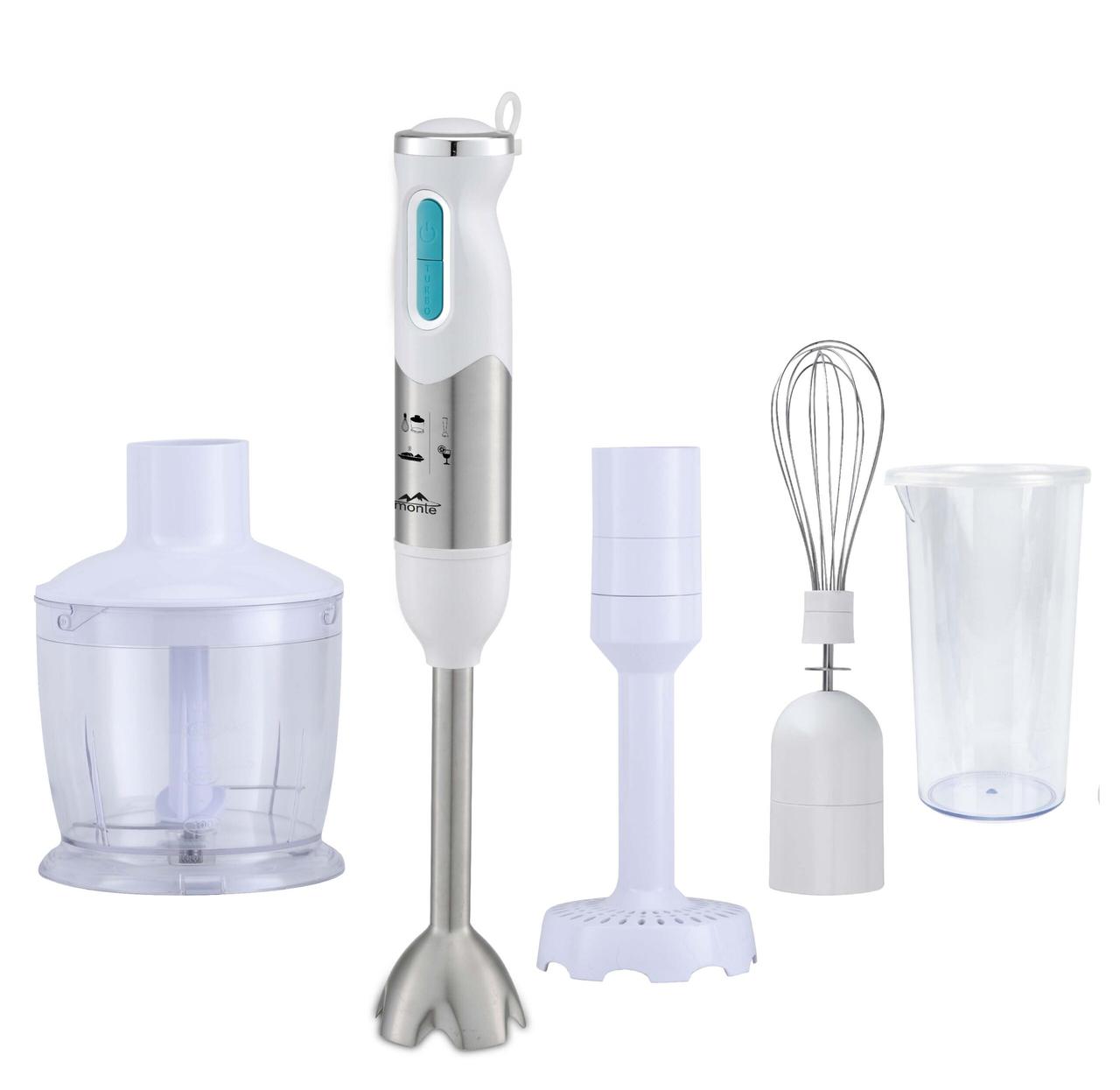 Блендер занурювальний з насадками Monte MT-1923 White багатофункціональний блендер для подрібнення та змішування