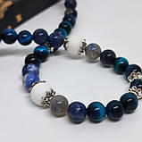 Чотки ручної роботи з каменю агат, соколине око та содаліт на 50 бусин, фото 5