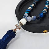 Чотки ручної роботи з каменю агат, соколине око та содаліт на 50 бусин, фото 2