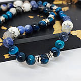 Чотки ручної роботи з каменю агат, соколине око та содаліт на 50 бусин, фото 9