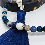 Чотки ручної роботи з каменю агат, соколине око та содаліт на 50 бусин, фото 4