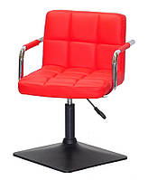 Кресло Arno-Arm 4-BK-Base красный 1007 кожзам, с подлокотниками на черном основании с регулировкой высоты
