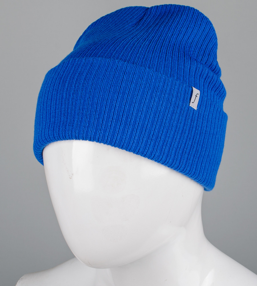 Подвійна шапка з відворотом "Рубчик" (23202), Електрик, фото 1