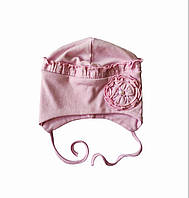 Рожева шапочка на зав'язках для дівчинки розмір 46/48