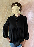 Чорна жіноча широка блузка для офісу 48-50