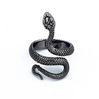 Кольцо в форме черной змеи символ - смерть и возрождение размер регулируемый черное золото