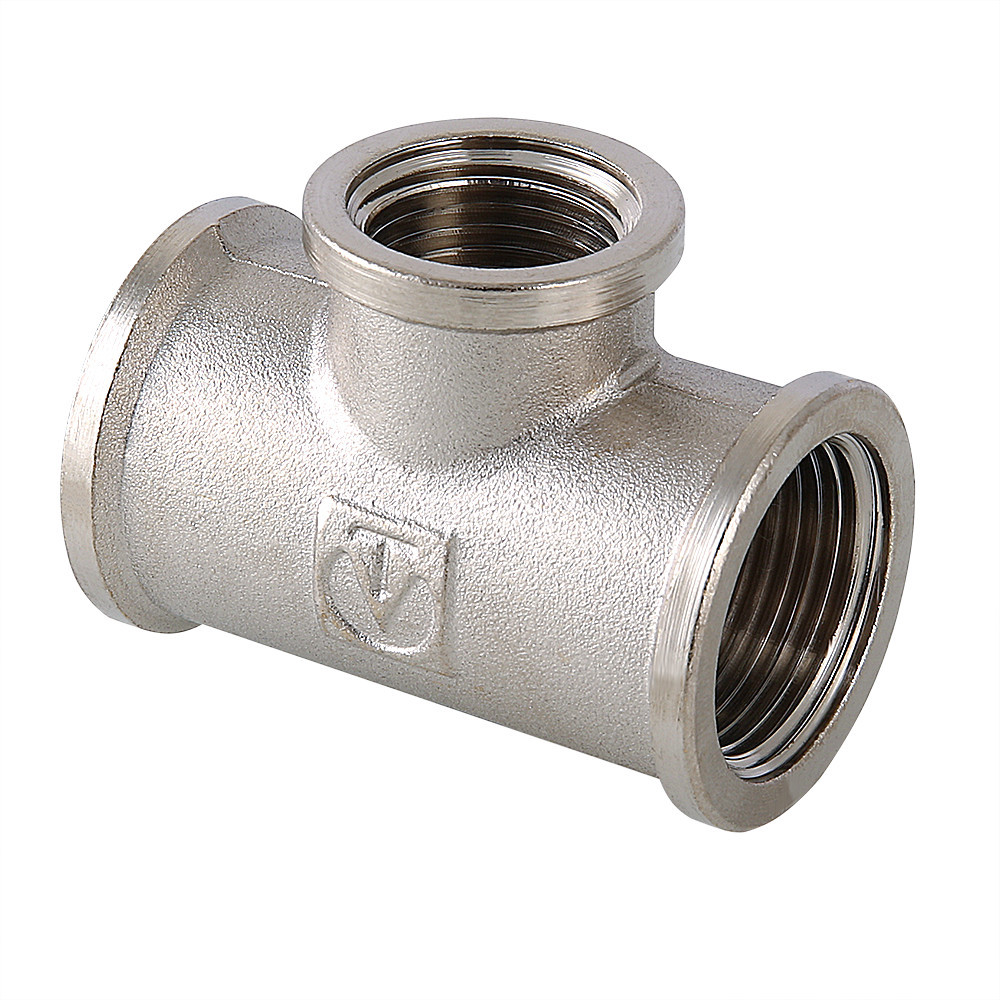 Трійник нарізний перехідний Valtec DN 3/4"х1/2"х3/4" (ВВВ) НІКЕЛЬ (Італія) VTr.750.N.0504