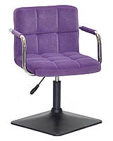 Крісло Arno-Arm 4-BK-Base пурпуровий 1013 велюр, з підлокітниками на чорній основі з регулюванням висоти, фото 2