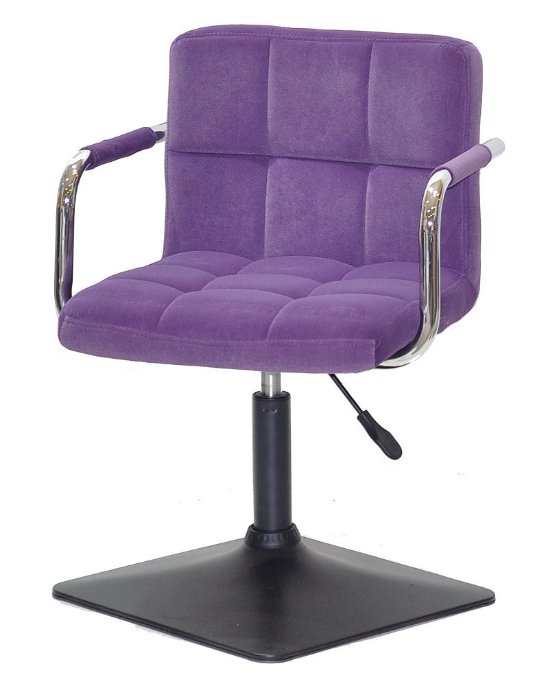 Крісло Arno-Arm 4-BK-Base пурпуровий 1013 велюр, з підлокітниками на чорній основі з регулюванням висоти, фото 1