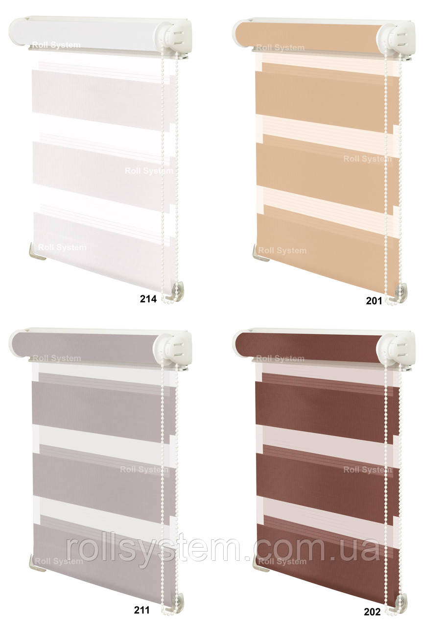 Рулонные шторы (ролеты тканевые) День-Ночь Зебра готовые - 12 цветов ...