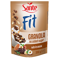 Гранола (Мюслі) з горіхами та какао БЕЗ САХАРА Sante Fit Granola Nuts&Cocoa 300 г Польща