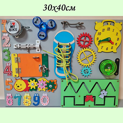 Розвиваюча дошка розмір 30*40 Бизиборд для дітей "Дверцята" на 26 елементів, фото 2