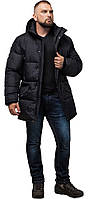 Зручна чоловіча куртка великого розміру зимова чорна модель 3284