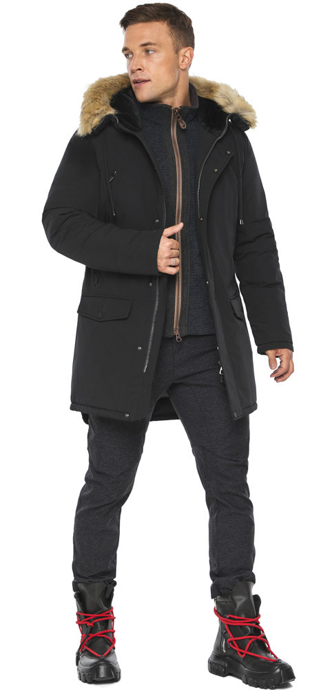 Чоловіча зимова куртка з кишенями чорний модель 63484 52 (XL)