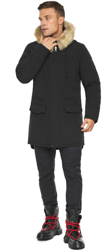 Чоловіча зимова парка з кишенями чорний модель 63484 52 (XL)
