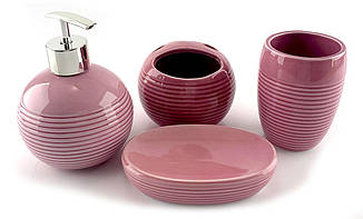Набір для ванної керамічний рожевий 17х14х10см (32774A)