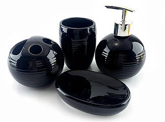 Набір для ванної керамічний чорний 17х14х10см (32774B)