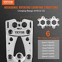 VEVOR обжимные клещи клещи для кабельных наконечников 6-50 мм², клещи для обжима аккумуляторного кабеля 10-1/0