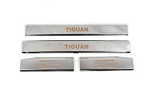 Накладки на внутрішні пороги (неірж.) 4 шт. широкі Tiguan ARS Накладки на пороги Фольксваген Тігуан