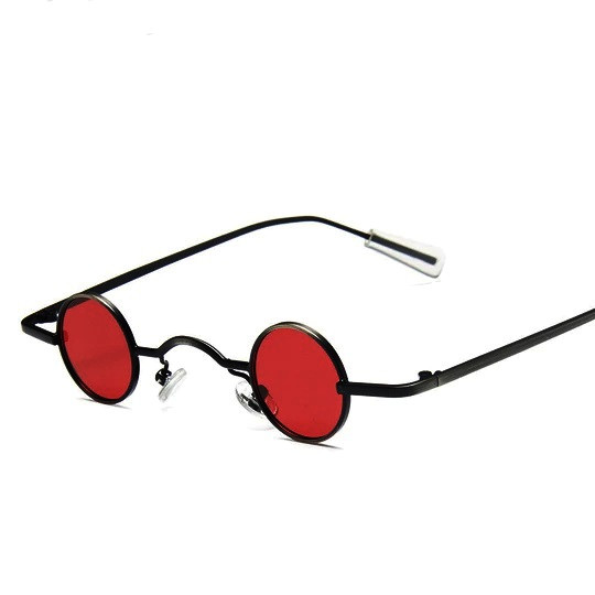 Круглі сонцезахисні окуляри панк хіпі маленька лінза  (28мм) Black- red