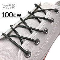 Шнурки для обуви Kiwi Киви круглые резиновые 100 см 3 мм цвет тёмный-хаки №120 (упаковка 36 пар)